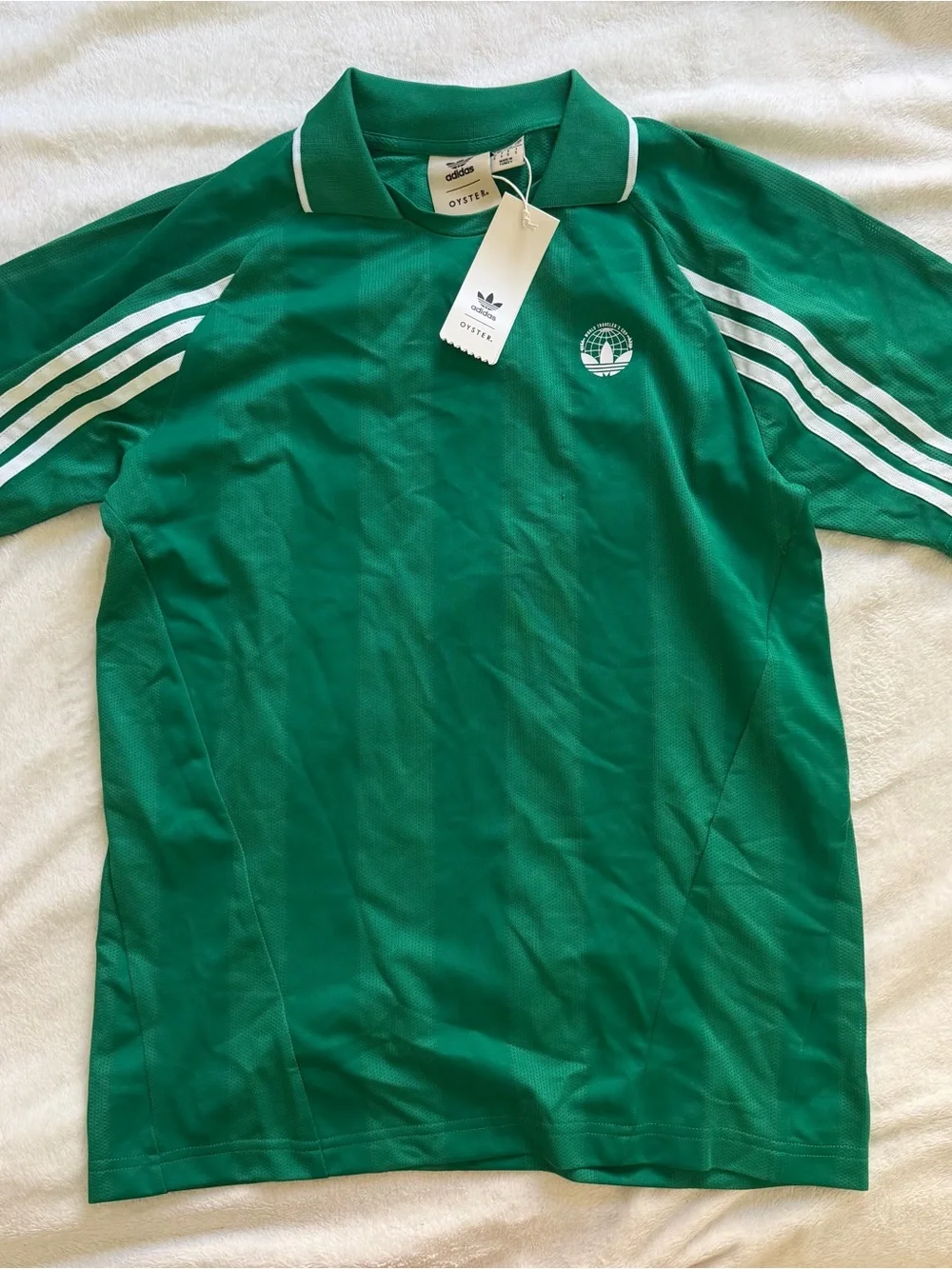 Men’s adidas Green Polo Jersey and Matching Green Shorts with White Stripes